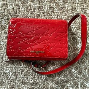 Karl Lagerfeld Glossy Red Crossbody Bag